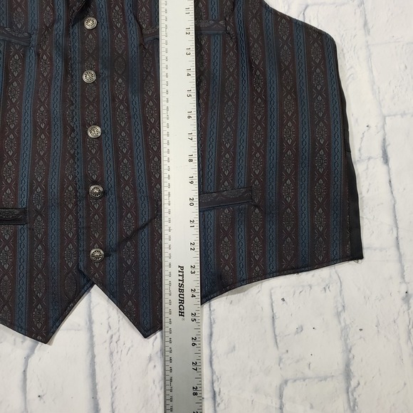Wah Maker Vest MENS XL Striped Frontier Western Cowboy Waistcoat Vest VINTAGE - Picture 3 of 8